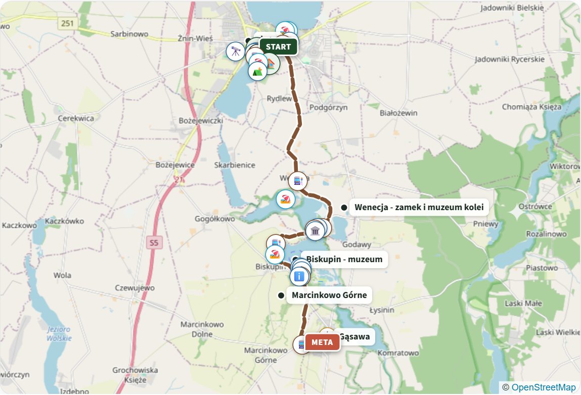 Żnin Narrow-Gauge Railway (Żnińska Kolej Wąskotorowa) - map