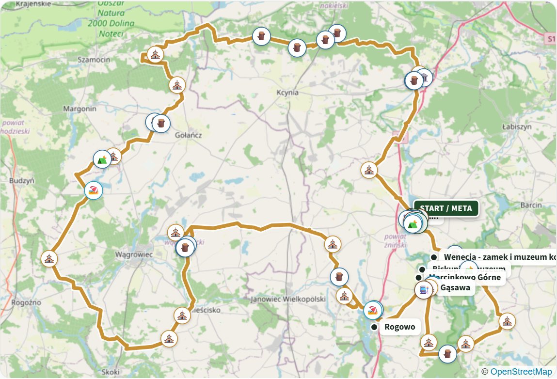Wooden Churches of Pałuki Loop - map